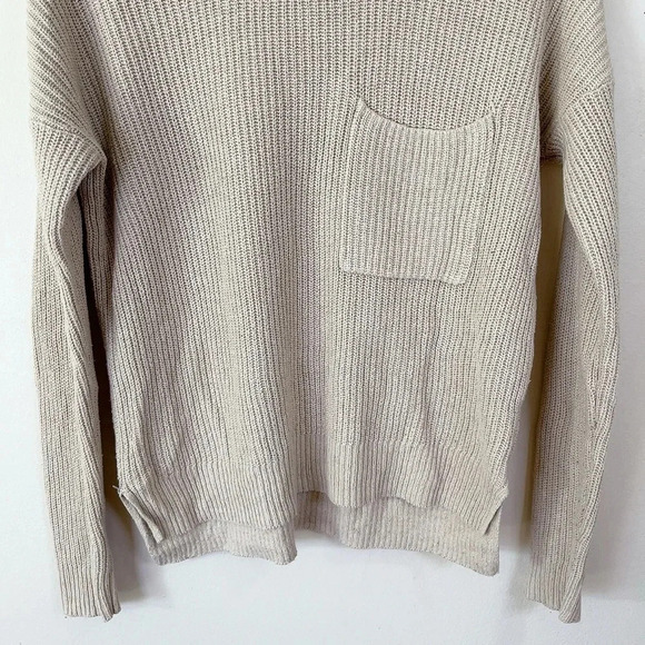 Madewell Thompson Pocket Beige Long Sleeve  Pullover Sweater - Picture 4 of 14